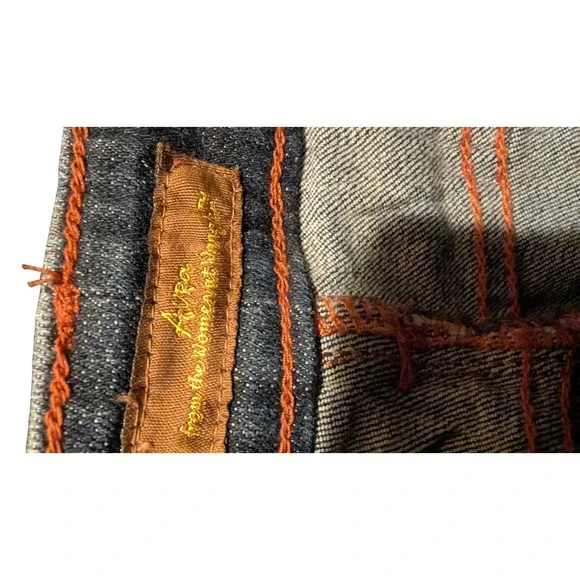 Aura by Wrangler Womens Dark Wash Denim Skirt Orange Stitch 10P Vintage Y2K - Picture 7 of 8